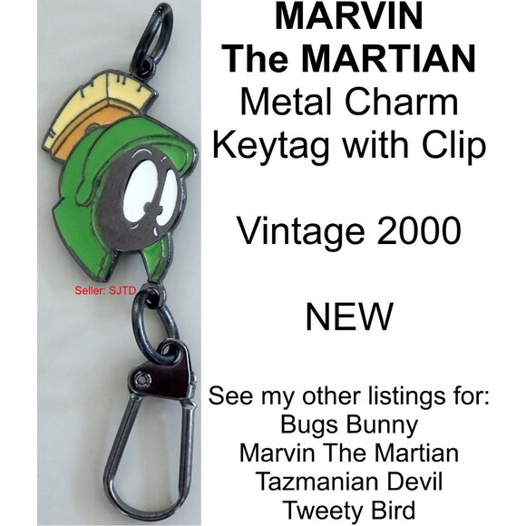 NEW Marvin The Martian Metal Charm Keytag with Clip - Picture 1 of 5